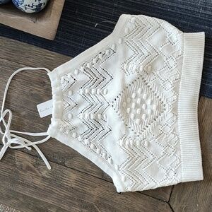 New Hunter & Brown Crochet Crop Top Size L